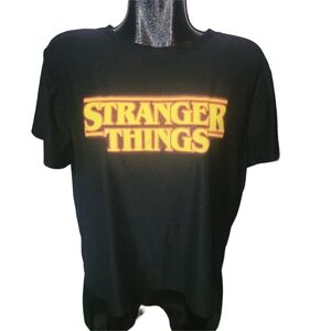 Stranger Things Black Casual T-Shirt Size XL